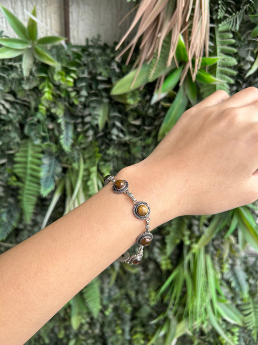 tiger's eye bracelet (round link)